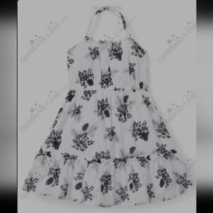 Floral Halter Sundress - Black and White